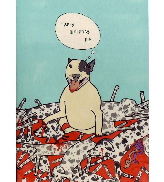 claire murray illustration happy birthday minature bull terrier